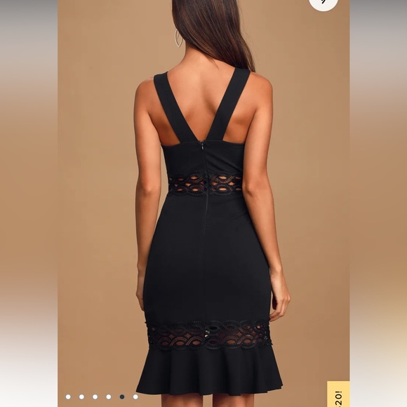 🖤NWT Lulus In The Name of Love Black Crochet Lace Trumpet MIDI Dress 🖤 - Picture 4 of 6